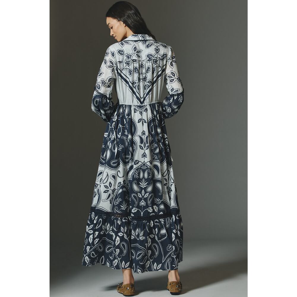 nwt by ANTHROPOLOGIE sz 1X The Eleanora Long-Sleeve Shirt dress in navy - Picture 3 of 4